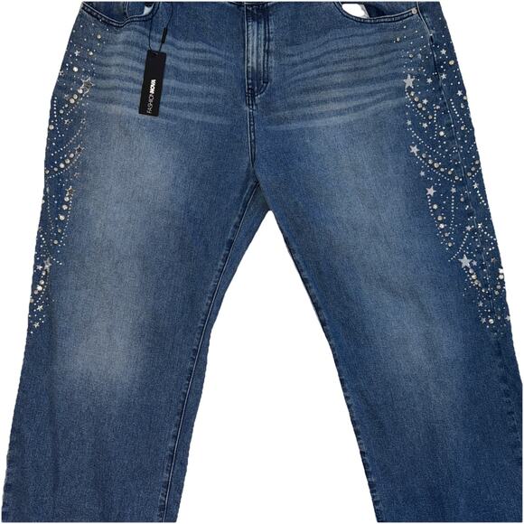 Fashion Nova StarStruck Embellished Straight Leg Jeans Size 22 - Picture 8 of 16